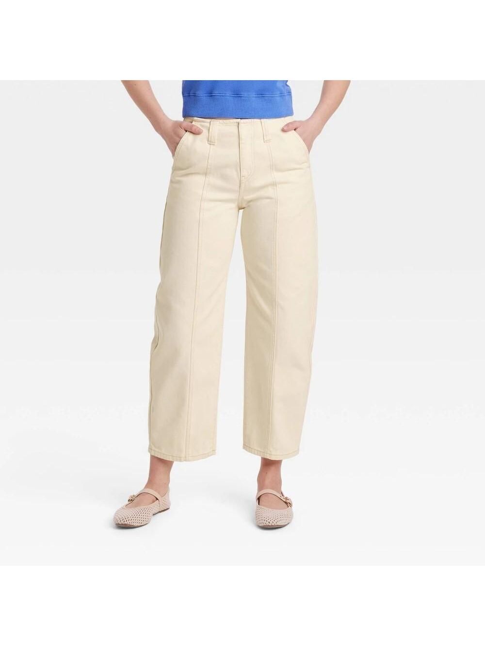 Universal Thread Goods Women S Mid-rise Barrel Leg Ankle Jeans - Size 10 - Cream